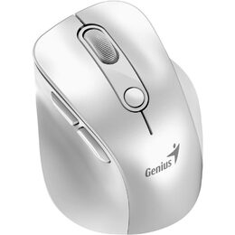 Genius Ergo 9000S Pro Myš, bezdrátová, optická, 2400DPI, 6 tlačítek, BT, 2,4GHz, USB-C nabíjení, tichá, 7barevné podsv., bílá