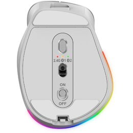 Genius Ergo 9000S Pro Myš, bezdrátová, optická, 2400DPI, 6 tlačítek, BT, 2,4GHz, USB-C nabíjení, tichá, 7barevné podsv., modrobílá