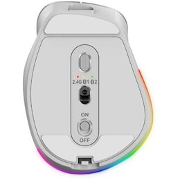 Genius Ergo 9000S Pro Myš, bezdrátová, optická, 2400DPI, 6 tlačítek, BT, 2,4GHz, USB-C nabíjení, tichá, 7barevné podsv.,stříbrná