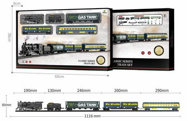 Set železnice - Parní lokomotiva s vagóny a příslušenstvím