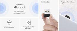USB klient TP-Link Mercusys MA20N Wireless USB adapter AC650, 2,4GHz 200Mbps/5,4GHz 433Mbps