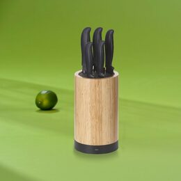 KELA Sada nožů ve stojanu Acida bambus černý 24,5cm 13,0cm KL-11283
