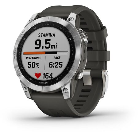 Chytré hodinky Garmin fenix 7 Glass - Silver/Graphite Silicone Band