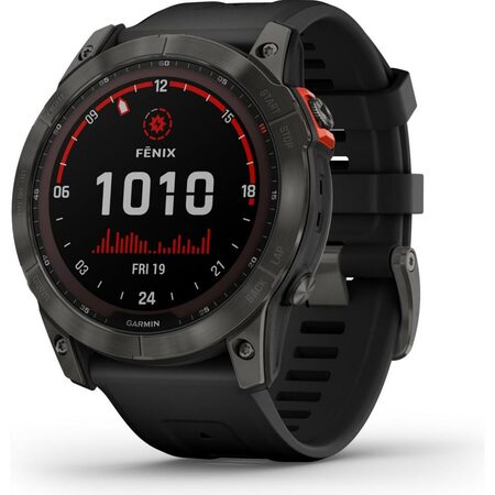 Chytré hodinky Garmin fenix 7X Solar - Gray/Black Silicone Band