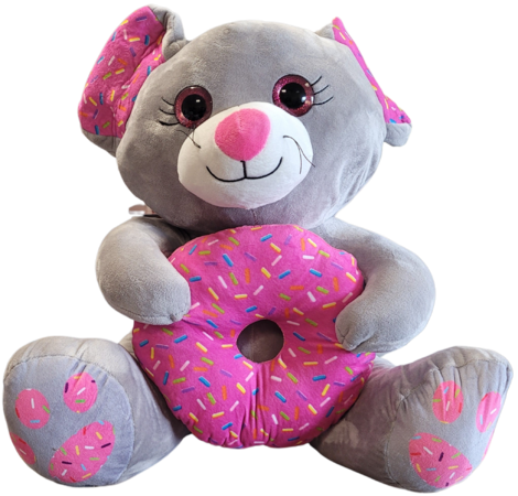 PLYŠÁKOV - Šedá myška s donutem 45 cm