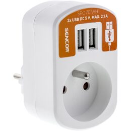 RPC 70 WH Zás. s 2xUSB, 5V/2100mA RETLUX