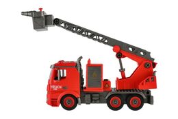 Auto hasiči šroubovací plast 36cm stříkací vodu na setrvačník na bat. se zvukem se světlem v krabici