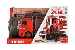 Auto hasiči šroubovací plast 36cm stříkací vodu na setrvačník na bat. se zvukem se světlem v krabici