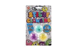 Míček 3ks sliz lezoucí po skle/lepicí silikon 4cm 2 barvy na kartě 12,5x20cm