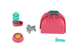 Mazlíček/pes s přenosným boxem plast 5cm s doplňky 2 druhy na kartě 12,5x25x5cm