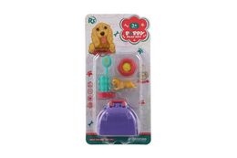 Mazlíček/pes s přenosným boxem plast 5cm s doplňky 2 druhy na kartě 12,5x25x5cm