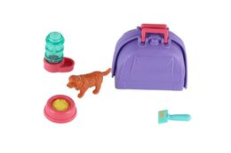 Mazlíček/pes s přenosným boxem plast 5cm s doplňky 2 druhy na kartě 12,5x25x5cm