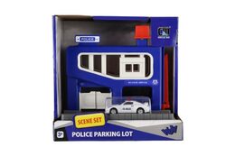 Parkovací garáž + auto policie plast v krabici 20x20x14cm