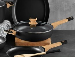 BERGNER Pánev hluboká s nepřilnavým povrchem a poklicí 28 cm Earth Black BG-34628-BK