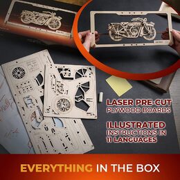Ugears 2,5D dřevěné mechanické puzzle Indie Moto