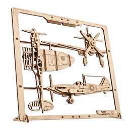 Ugears 2,5D dřevěné mechanické puzzle Stíhací letadlo