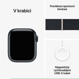 Hodinky Apple Watch Series 9 GPS, 45mm Midnight Aluminium Case with Midnight Sport Loop