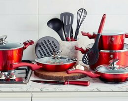 BERLINGERHAUS Sada nádobí s mramorovým povrchem 3 ks Burgundy Metallic Line BH-1291