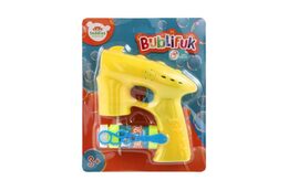 Bublifuk pistole žlutá plast 13cm + 1 náplň na baterie na kartě