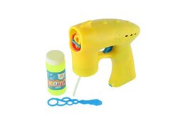 Bublifuk pistole žlutá plast 13cm + 1 náplň na baterie na kartě