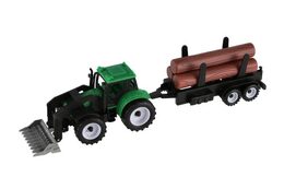Traktor s vlekem 2ks plast 17cm na volný chod v krabičce 20x34x7,5cm