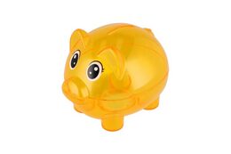 Pokladnička prasátko průhledné plast 10cm mix druhů v krabičce 11x9cm