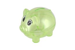Pokladnička prasátko průhledné plast 10cm mix druhů v krabičce 11x9cm