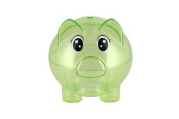 Pokladnička prasátko průhledné plast 10cm mix druhů v krabičce 11x9cm