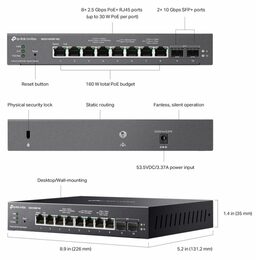 Switch TP-Link SG2210XMP-M2 8x GLan/PoE+, 2x 10G SFP+, 160W, Omáda SDN
