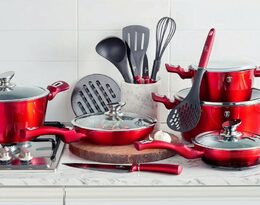 BERLINGERHAUS Sada nádobí s mramorovým povrchem 3 ks Burgundy Metallic Line BH-1291