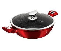 BERLINGERHAUS Pekáč kulatý s mramorovým povrchem a poklicí  32 cm Burgundy Metallic Line BH-1264