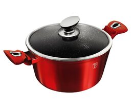 BERLINGERHAUS Kastrol s mramorovým povrchem a poklicí 24 cm Burgundy Metallic Line BH-1257
