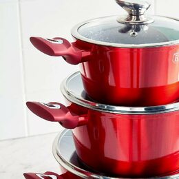 BERLINGERHAUS Sada nádobí s mramorovým povrchem 3 ks Burgundy Metallic Line BH-1291