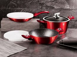 BERLINGERHAUS Sada nádobí s mramorovým povrchem 6 ks Burgundy Metallic Line BH-7046