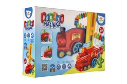 Lokomotiva/Vlak domino stavěcí plast 16cm na baterie se zvukem se světlem v krabici 33x23,5x8cm