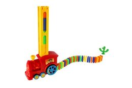 Lokomotiva/Vlak domino stavěcí plast 16cm na baterie se zvukem se světlem v krabici 33x23,5x8cm