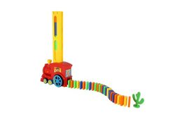Lokomotiva/Vlak domino stavěcí plast 16cm na baterie se zvukem se světlem v krabici 33x23,5x8cm