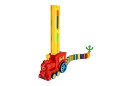 Lokomotiva/Vlak domino stavěcí plast 16cm na baterie se zvukem se světlem v krabici 33x23,5x8cm