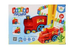 Lokomotiva/Vlak domino stavěcí plast 16cm na baterie se zvukem se světlem v krabici 33x23,5x8cm