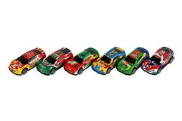 Auto závodní 6ks plast 7cm na zpětné natažení v sáčku