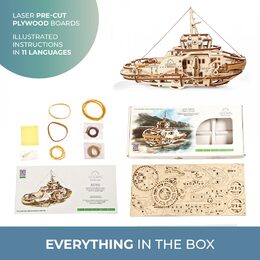Ugears 3D dřevěné mechanické puzzle Remorkér