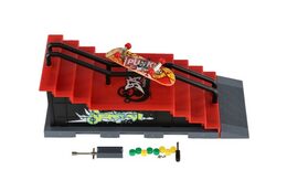 Skatepark - skateboard prstový šroubovací s rampou plast 8cm s doplňky mix druhů v krabici 28x18cm