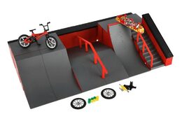 Skatepark - rampy,kolo prstové,skateboard prstový plast s doplňky 2 barvy v krabici 43x25x12cm