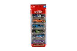 Auto sportovní 6ks kov/plast 8cm na volný chod v krabičce 10,5x27,5x4cm