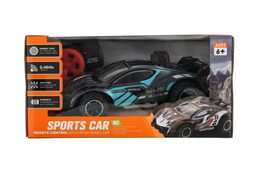 Auto RC sportovní plast 2,4GHz 20cm na baterie šedo-tyrkysové v krabici 24x12x14cm
