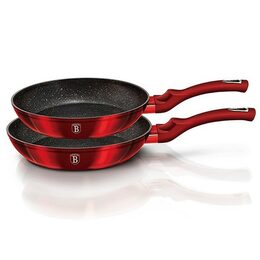 BERLINGERHAUS Sada pánví s mramorovým povrchem 2 ks Burgundy Metallic Line BH-1612
