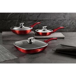BERLINGERHAUS Sada pánví s mramorovým povrchem 6 ks  Burgundy Metallic Line BH-6189