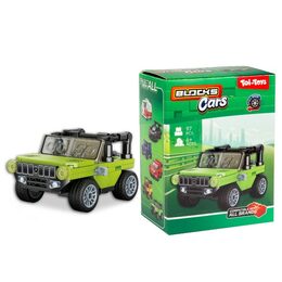 Stavebnice Blocks Cars - auta plast na zpětné natažení mix druhů  v krabičce 10x13x6cm