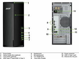 Počítač Acer Aspire TC-1785 i5-14400F, SSD 512GB, GeForce RTX™ 3050- 6 GB,bez OS