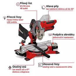 Pila pokosová Einhell TE-MS 18/210 Li bez aku (4300890)